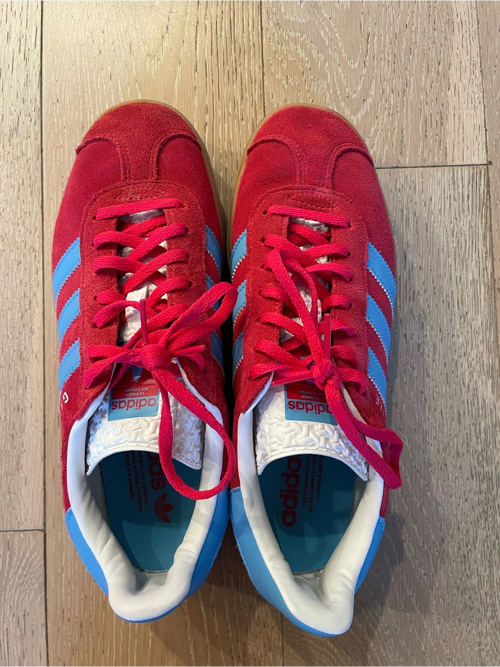 adidas Gazelle Platform Sneaker - Red with Blue Stripes - Picture 6 of 10